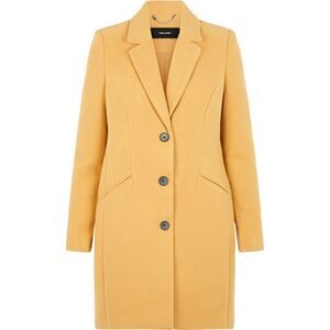 Vero Moda Midweight Single Breasted Mustard Yellow Coat w/ Black Buttons Sz M